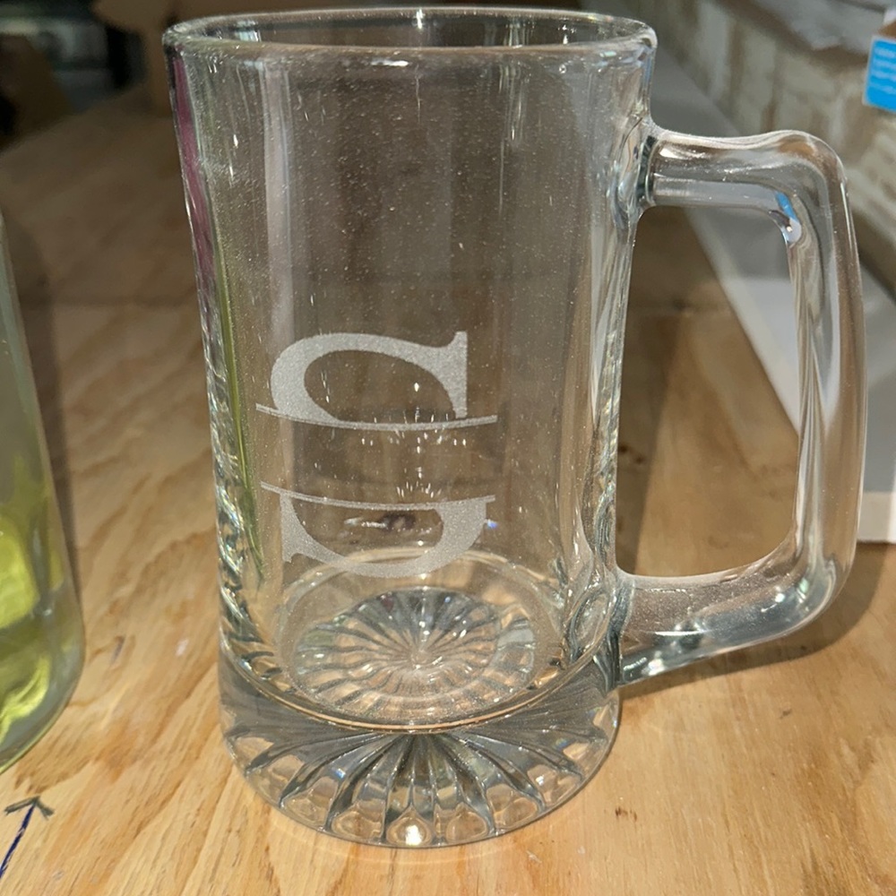 S monogram beer mug